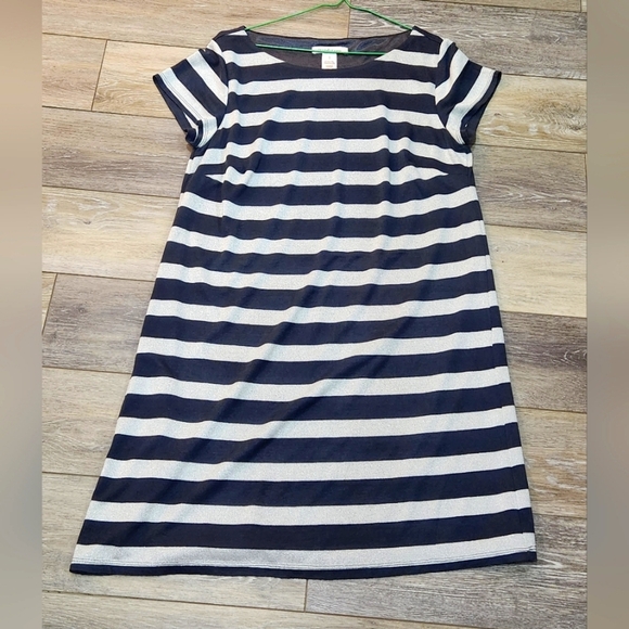 Laundry Black And Silver Striped Tshirt Sheath Dress - Picture 1 of 8